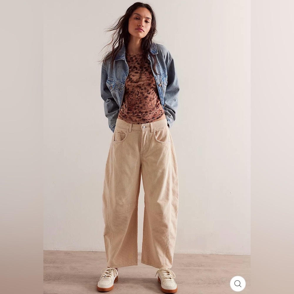 We The Free Wide Leg Corduroy Pants in Beige